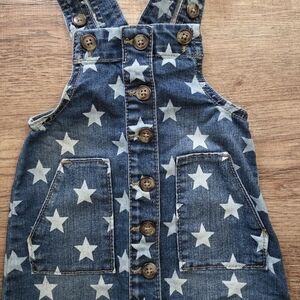 wonder nation Blue Star-Print Denim Overall Dress